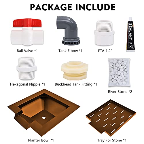 PONDO 20" Square Garden Water Bowl,