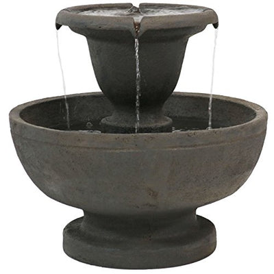Sunnydaze 25-Inch H Streaming Falls 2-Tier Outdoor Water Fountain - Waterfall Feature for The Yard or Patio - Brown