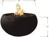 Modeno York Outdoor Firepit Table Grey Durable Round Fire Bowl Glass Fiber Reinforced Concrete Patio Fireplace 27 Inches Electronic Ignition Cover Lava Rock Included Natural Gas