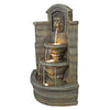 Water Fountain with Halogen Light - 3 Foot Tall Saint Remy Lion Garden Decor Corner Fountain - Outdoor Water Feature