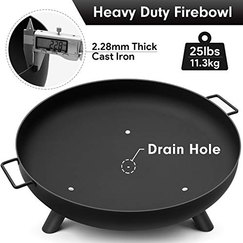 AMAGABELI Fire Pit Outdoor Wood Burning Cast Iron Fire Bowl 30in