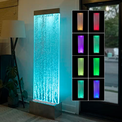 Alpine Corporation MLT134SL Alpine 72" H Indoor Bubble Wall Color-Changing LED Lights and Remote, Silver Fountain