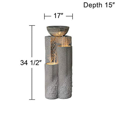 Lamps Plus Outdoor Floor Water Fountain 34 1/2" High Cascading Marble Finish Bowls LED