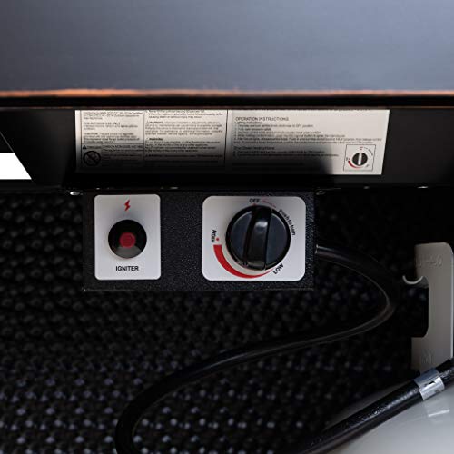 Fire Sense Weyland Square Aluminum LPG Fire Pit Table | Antique Bronze Finish | 50,000 BTU Output | Uses 20 Pound Propane Tank | Fire Bowl Lid, Vinyl Weather Cover, and Clear Fire Glass Included |