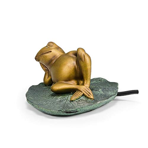 Aquascape 78311 Lazy Frog on Lily Pad Pond and Garden Water Fountain, Patina