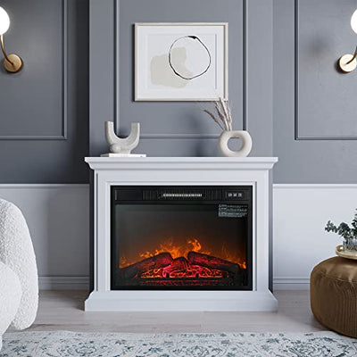 BELLEZE 31 Inch Mantel with 23 Inch 1400W Electric Fireplace