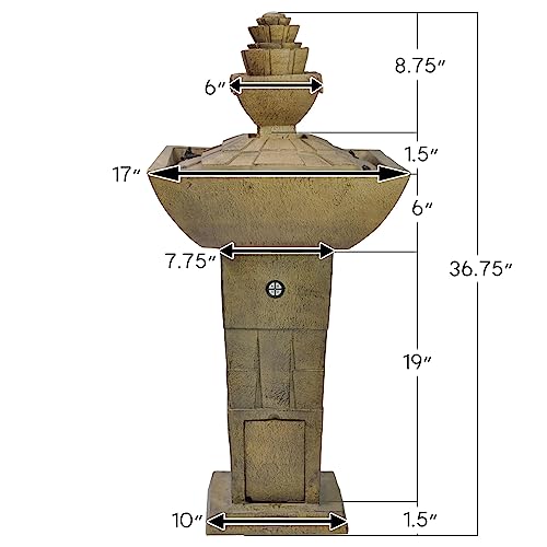 Bernini 37" Bergamo Dancing Water Fountain, for Outdoor, Garden, Patio, and Indoor, Multiple Dancing Water Performances with Lights, Water Fountain Outdoor Electric, Cordless Fountain