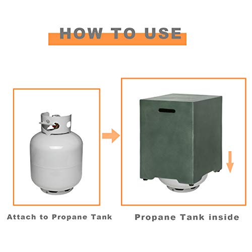 COSIEST 2-Piece Outdoor Propane Firepit Table Set, Gray Faux Stone 35 inches Square Fire Table w 50,000 BTU Stainless Steel Burner, Wind Guard, w Metal Lid 20 Gallon Hideway Tank for Garden, Porch