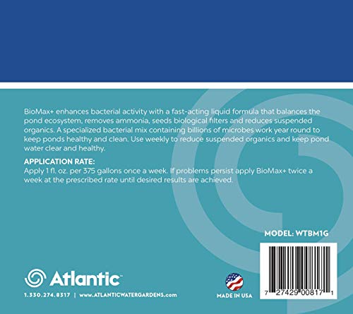 Atlantic Water Gardens Biomax+ WTBM1G Enhanced Biological Conditioner, 1 gal, clear