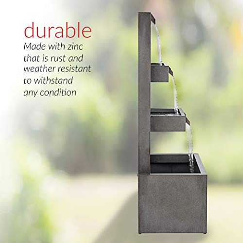 Alpine Corporation 43" Tall Outdoor Multi-Tier Modern Industrial Metal Fountain