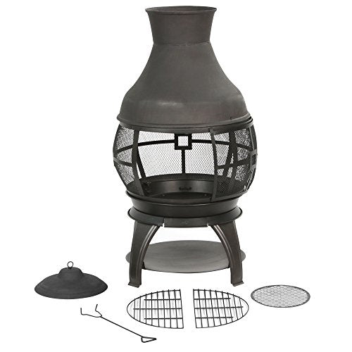 BALI OUTDOORS Outdoor Fireplace Wooden Fire Pit, Chimenea, Black