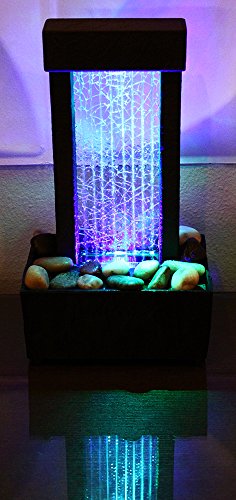 Nature's Mark 10" H Crackled Glass Light Show Tabletop Water Fountain with Natural River Rocks and Color Changing LED Lights (Cordless)