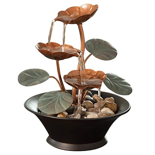 Bits and Pieces - Indoor Water Lily Water Serenity Fountain - Compact &amp; Lightweight Tabletop Decoration