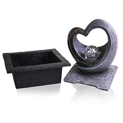 Ferrisland Tabletop Water Garden Zen Fountain with LED Light, Fountain Fengshui Indoor Decoration – Zen Meditation Tabletop Decorative Waterfall Kit with Submersible Pump for Office and Home Decor