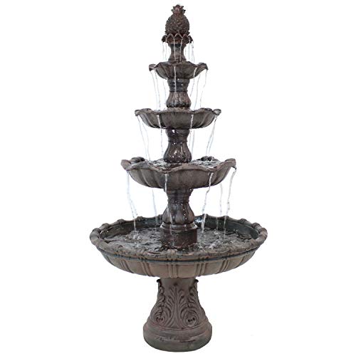 Sunnydaze Grand Courtyard Outdoor Water Fountain - Large 80-Inch Tall Tiered Fountain & Backyard Water Feature - Dark Chestnut