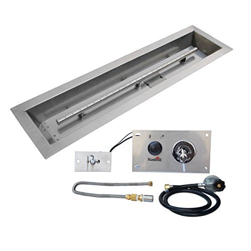 Stanbroil 30 x 6 inch Linear Drop-in Fire Pit Pan with Spark Ignition Kit Propane Gas