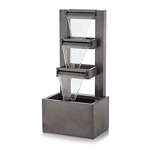 Alpine Corporation 43" Tall Outdoor Multi-Tier Modern Industrial Metal Fountain