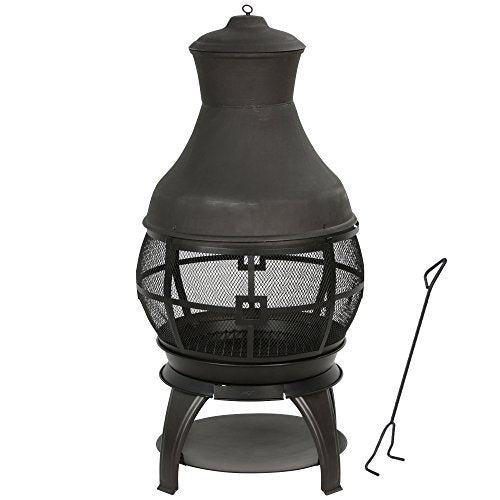 BALI OUTDOORS Outdoor Fireplace Wooden Fire Pit, Chimenea, Black