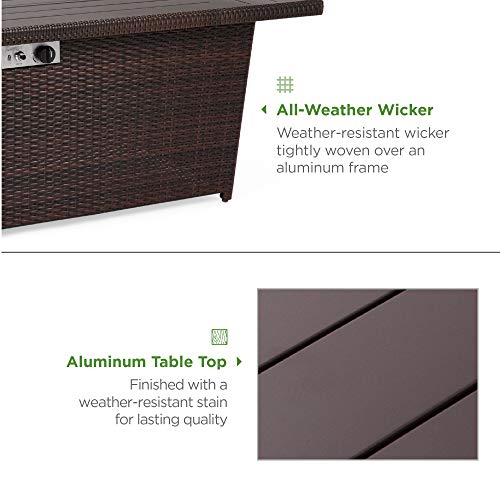 Best Choice Products 52in 50,000 BTU Outdoor Wicker Patio Propane Gas Fire Pit Table