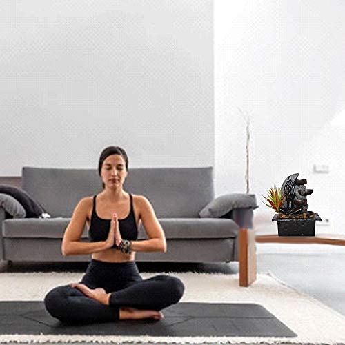 Tabletop Fountain Indoor Water Led Desk Fountain 4-Tiered Resin Pouring Pots & Automatic Pump Indoor Waterfall Fountain - Succulent Plant Natural Stone Base Small Indoor Fountain (21.5 X 19 X 28 cm)