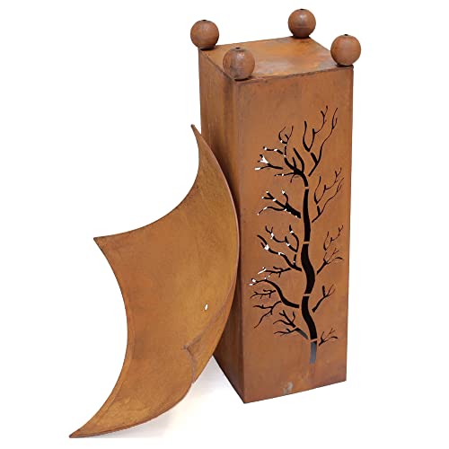 Rustic Metal Column with Removable Dish for Planter Bowl or Fire Bowl | Decorative Outdoor Pillar Sculpture for Outdoors Yard Porch Garden Décor