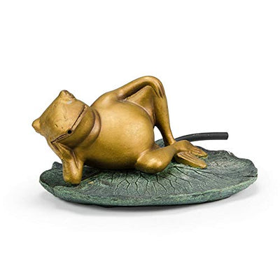 Aquascape 78311 Lazy Frog on Lily Pad Pond and Garden Water Fountain, Patina