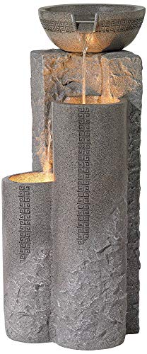 Lamps Plus Outdoor Floor Water Fountain 34 1/2" High Cascading Marble Finish Bowls LED