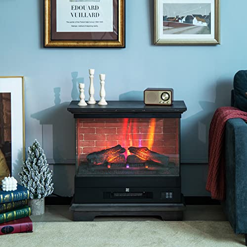 Tangkula 27 Inch Freestanding Fireplace, 1400W Electric Fireplace Heater