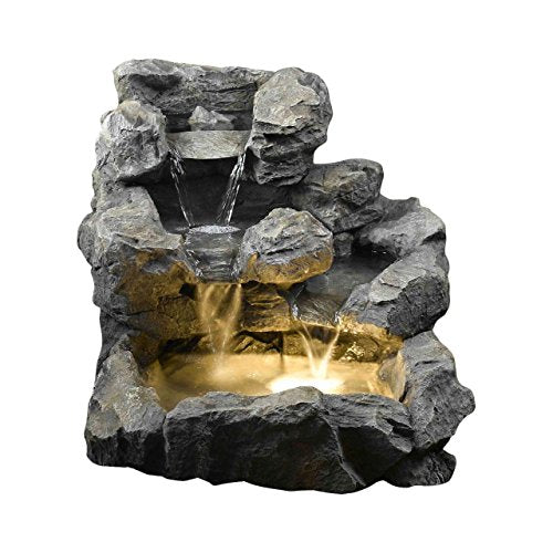 Jeco Rock Creek Cascading Outdoor Indoor Fountain with Illumination