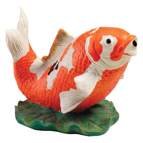 Design Toscano EU59307 Kohaku Asian Koi Piped Spitter Statue,orange