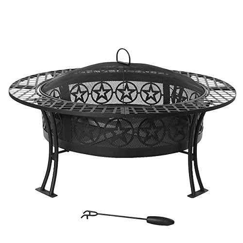 Sunnydaze Four Star Outdoor Wood Burning Fire Pit Table