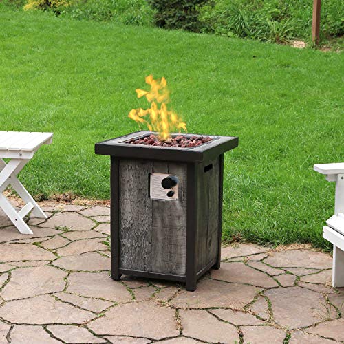 Sunnydaze Square Outdoor Propane Gas Fire Pit Table