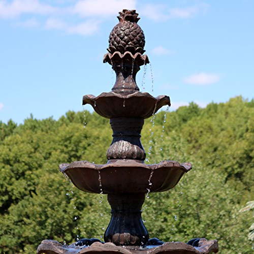 Sunnydaze Grand Courtyard Outdoor Water Fountain - Large 80-Inch Tall Tiered Fountain & Backyard Water Feature - Dark Chestnut