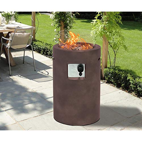 SUNBURY Outdoor Propane Burning Fire Bowl Column