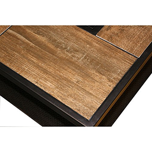 Cambridge 40,000 BTU Woven Fire Pit Coffee Table with Wood Grain Tile Top