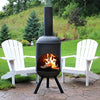Sunnydaze Modern Chiminea - Steel Outdoor Wood-Burning Fire Pit