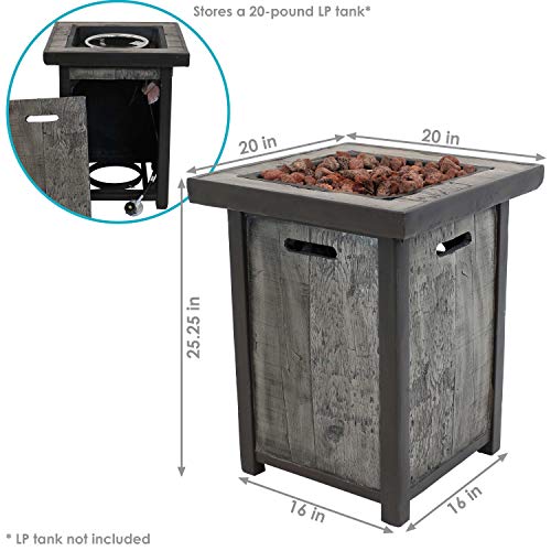 Sunnydaze Square Outdoor Propane Gas Fire Pit Table