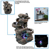 Sunnydaze 6-Tier Staggered Rock Falls Tabletop Fountain with Colored LED Lights - Natural Interior Waterfall Decorative Accent for Home or Office - 13.5-inch