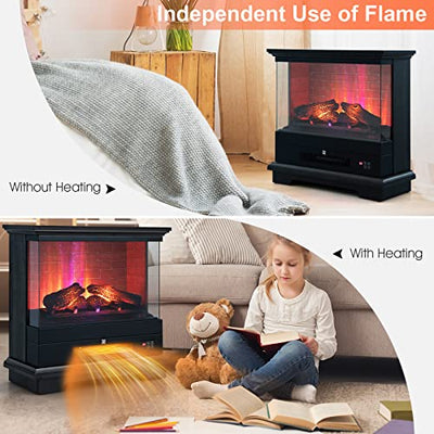 Tangkula 27 Inch Freestanding Fireplace, 1400W Electric Fireplace Heater