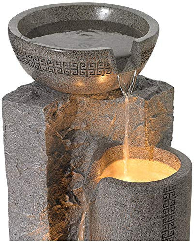 Lamps Plus Outdoor Floor Water Fountain 34 1/2" High Cascading Marble Finish Bowls LED