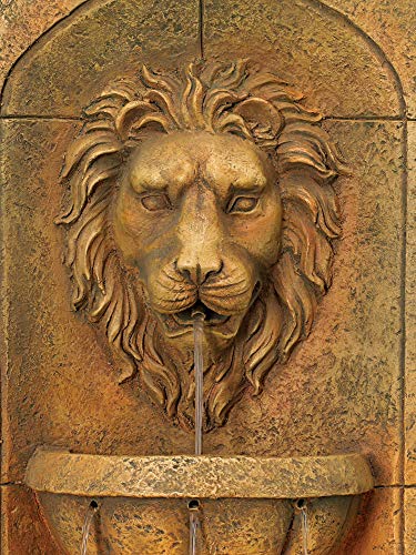 John Timberland Lion Head Roman Outdoor Wall Water Fountain LED Lights