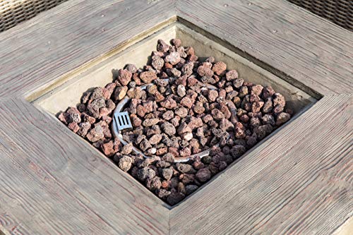Peaktop HF11501AA Propane Gas Wood Look Square 40,000 BTU Fire Pit Table for Outdoor Patio Garden Backyard Decking with PVC Cover, Lava Rock, 35" x 35", Gray
