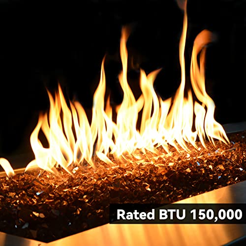 Skyflame 30" x 6" Rectangular Gas Fire Pit and Fireplace H-Burner with 3 Pipes