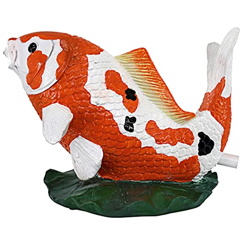Design Toscano EU59307 Kohaku Asian Koi Piped Spitter Statue,orange