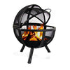 Sunnydaze Flaming Ball Fire Pit - Outdoor 30 Inch Round Wood Burning Backyard & Patio Firepit - Portable Black Sphere - Protective Cover