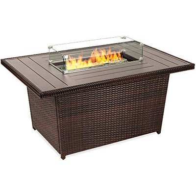 Best Choice Products 52in 50,000 BTU Outdoor Wicker Patio Propane Gas Fire Pit Table