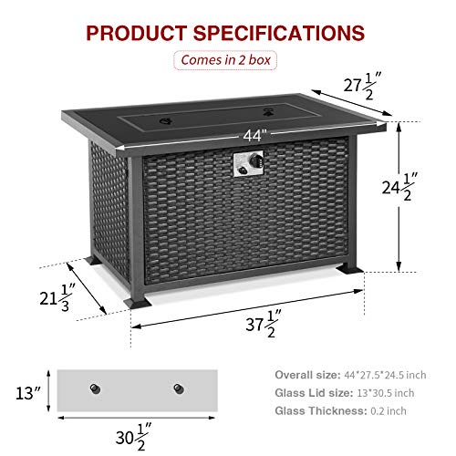 U-MAX Outdoor Propane Gas Fire Pit Table 44 Inch