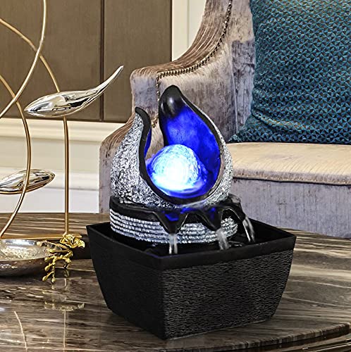 WICHEMI Water Fountain Indoor Fountains with Illuminated Rolling Ball