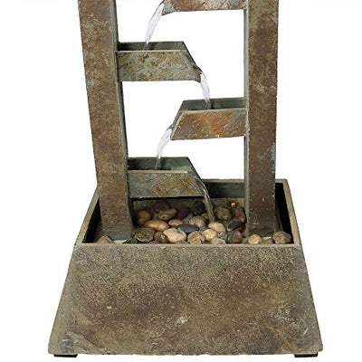 Sunnydaze Stacked Slate Outdoor Water Fountain - Large Freestanding Outside Floor Waterfall Fountain Feature for Garden, Backyard, Patio, Porch, or Yard - 49 Inch Tall