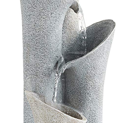 Bell Modern Zen Outdoor Floor Tiered Water Fountain 34" High Cascading Decor Faux Stone for Garden Patio Backyard Deck Home Lawn Porch House Relaxation Exterior Balcony - John Timberland